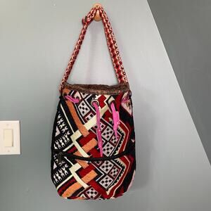 Black,Red,Orange Boho Bucket Ethnic Print Bag.Great condition.
